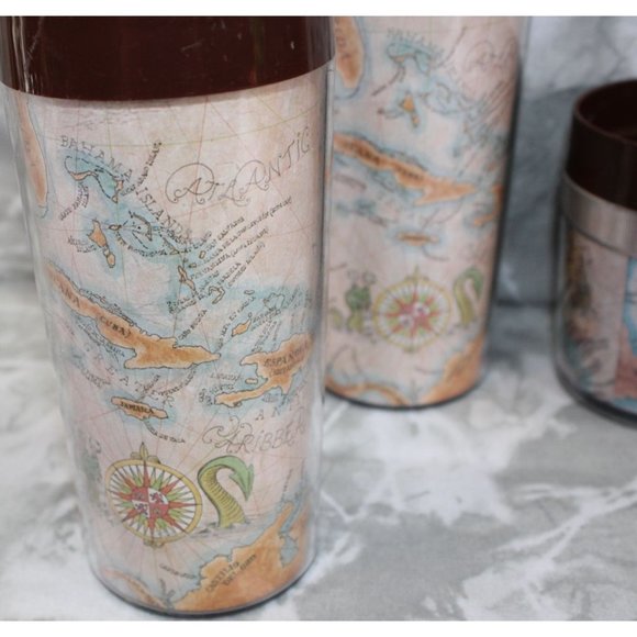 Lot of 3 Vintage 70s THERMO-SERV World Atlas Map Sea Ships Insulated - Picture 2 of 6